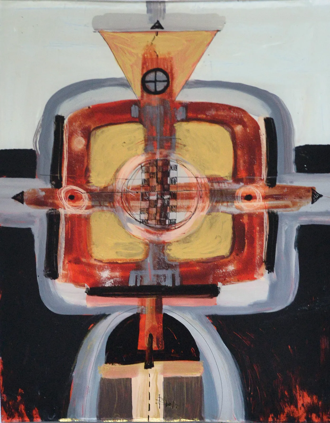 Image of Chess game by Dzvinka Zagayska, made of glass/ink/oil, Glass painting medium, part of the Symmetry series