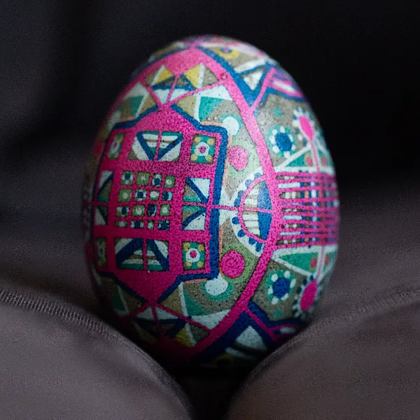 Image of Untitled by Dzvinka Zagayska, size: 25*25, made of dye, wax, chicken egg, Pysanky medium, from Lviv, part of the 2024 series, priced at $5500