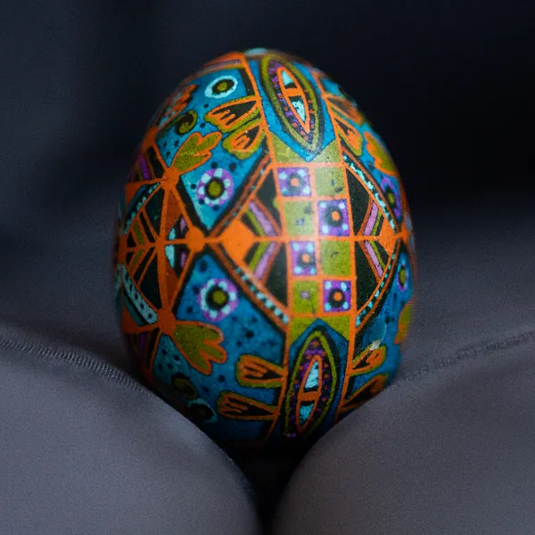 Image of Untitled by Dzvinka Zagayska, size: 25*25, made of dye, wax, chicken egg, Pysanky medium, from Lviv, part of the 2024 series, priced at $5500