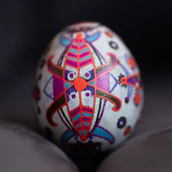 Image of Untitled by Dzvinka Zagayska, size: 25*25, made of dye, wax, chicken egg, Pysanky medium, from Lviv, part of the 2024 series, priced at $5500