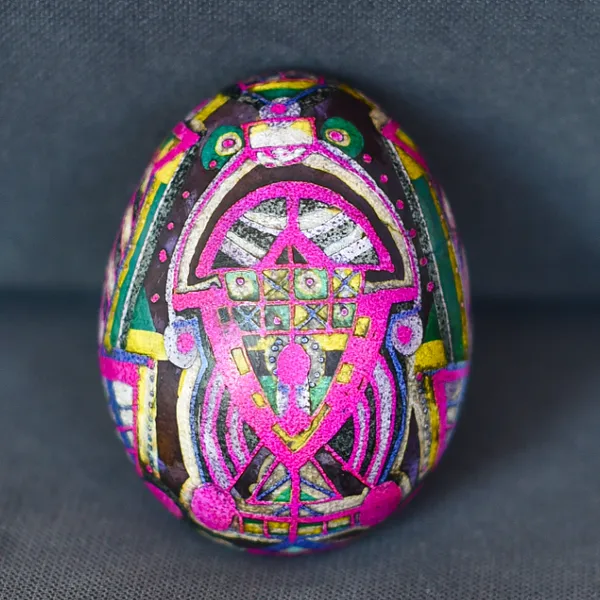 Image of Untitled by Dzvinka Zagayska, made of egg/wax/dye, Pysanky medium, part of the 2024 series