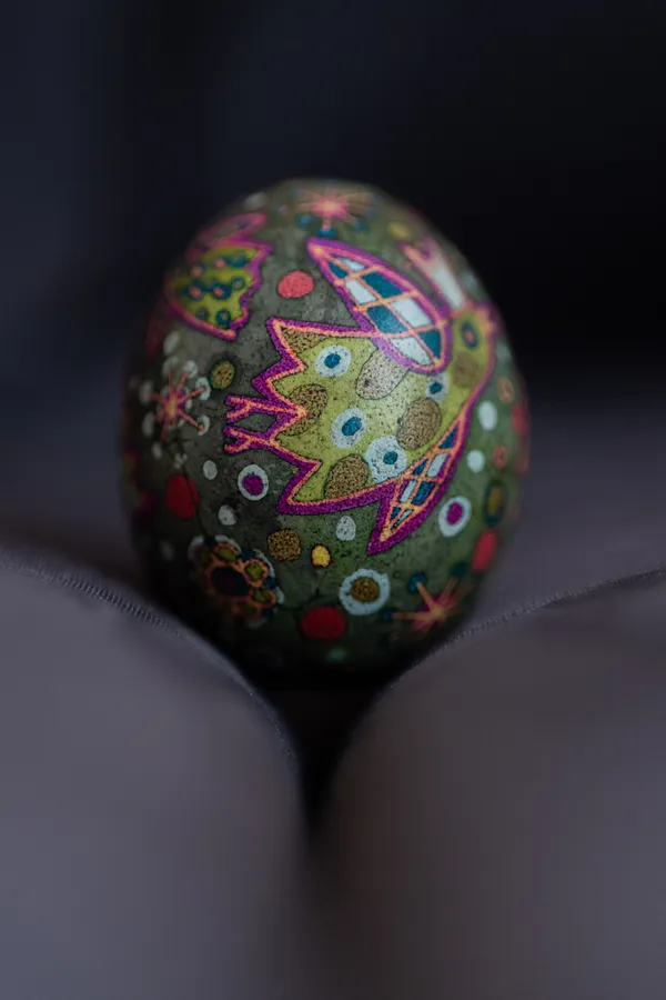 Image of Untitled by Dzvinka Zagayska, size: 25*25, made of dye, wax, chicken egg, Pysanky medium, from Lviv, part of the 2024 series, priced at $5500