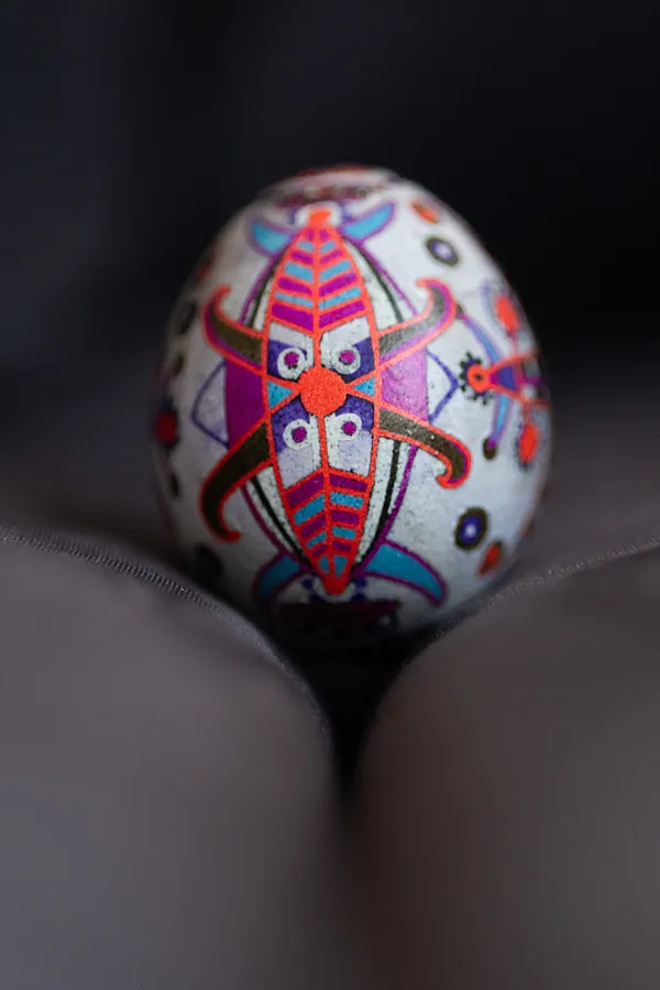 Image of Untitled by Dzvinka Zagayska, size: 25*25, made of dye, wax, chicken egg, Pysanky medium, from Lviv, part of the 2024 series, priced at $5500