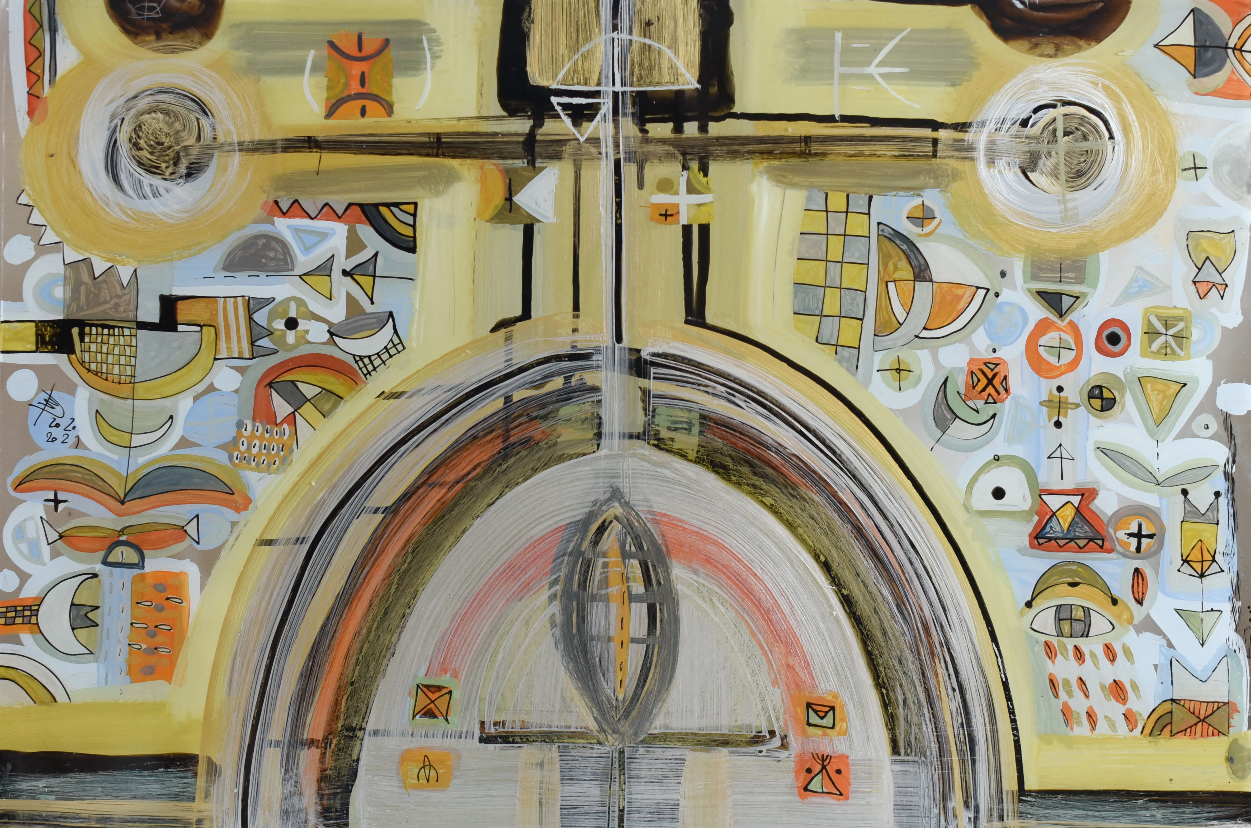Image of Game by Dzvinka Zagayska, made of glass/ink/oil, Glass painting medium, from Lviv, part of the Game series