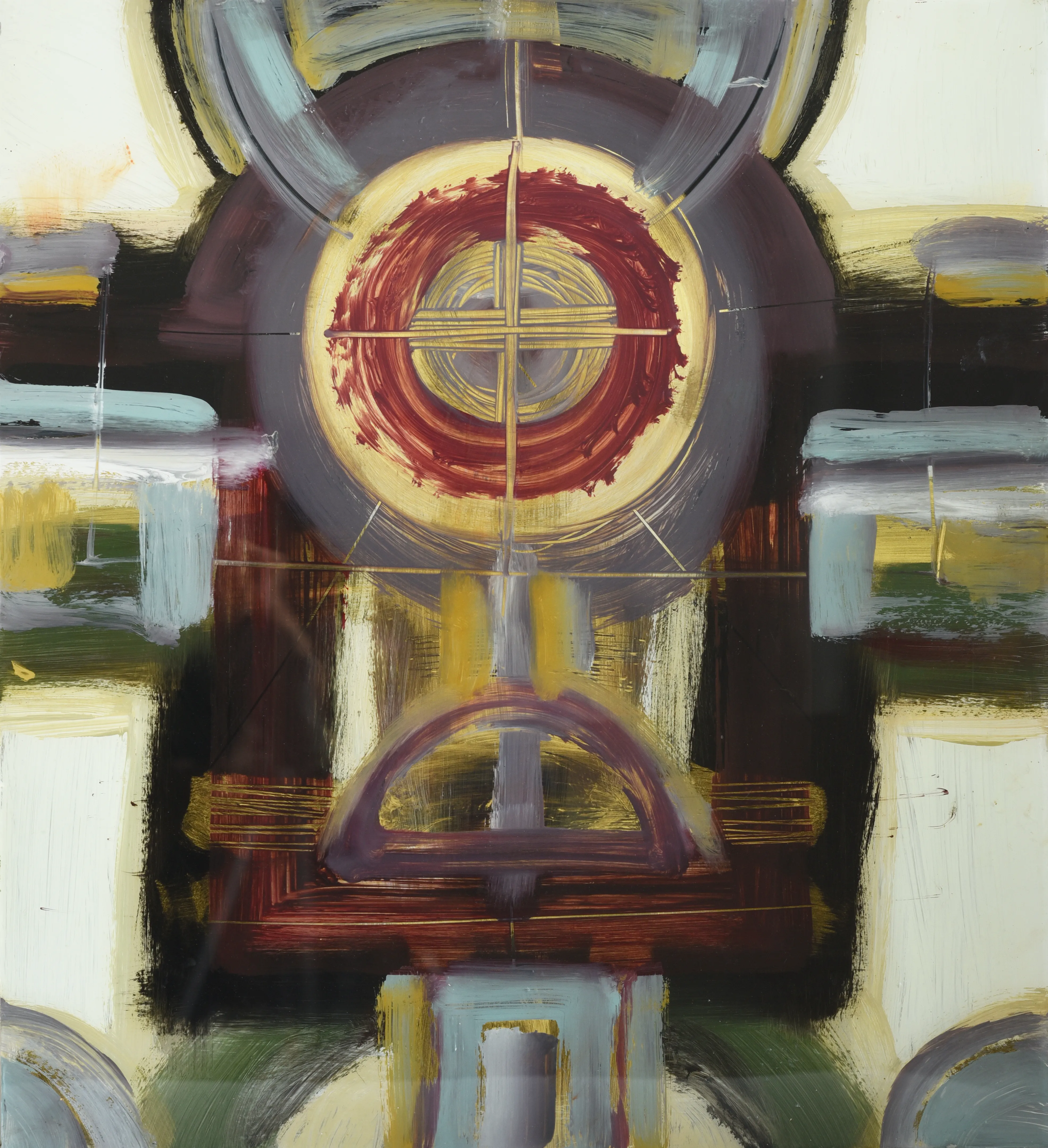 Image of symmetry by Dzvinka Zagayska, size: 70/60, made of glass/ink/oil, Glass painting medium, part of the Symmetry series