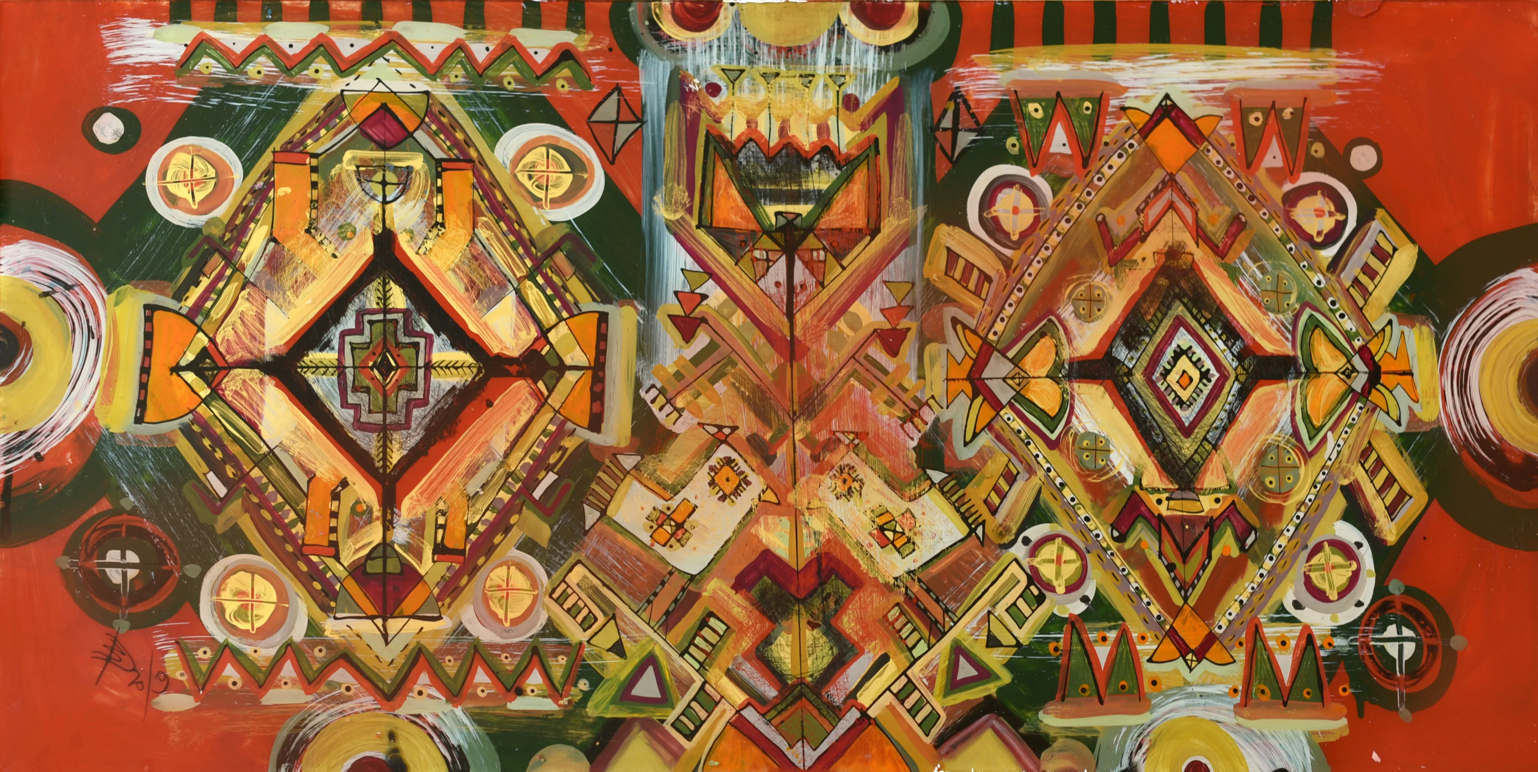 Image of rug by Dzvinka Zagayska, size: 80/40, made of glass/ink/oil, Glass painting medium, from Lviv, part of the Game series, priced at $300 (≈ 13,560 грн)