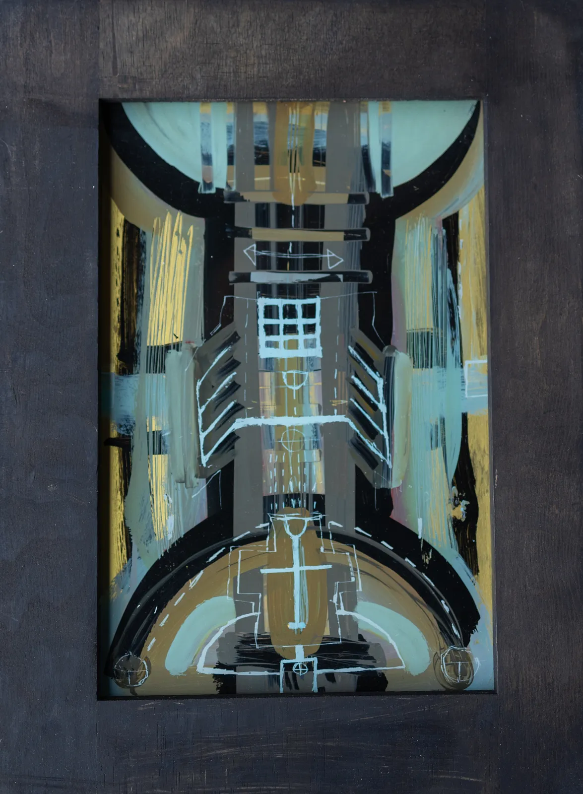 Image of між небом і землею by Dzvinka Zagayska, size: 20х30, made of скло/олія, Glass painting medium, from Львів, part of the 2021 series, priced at ₴7000